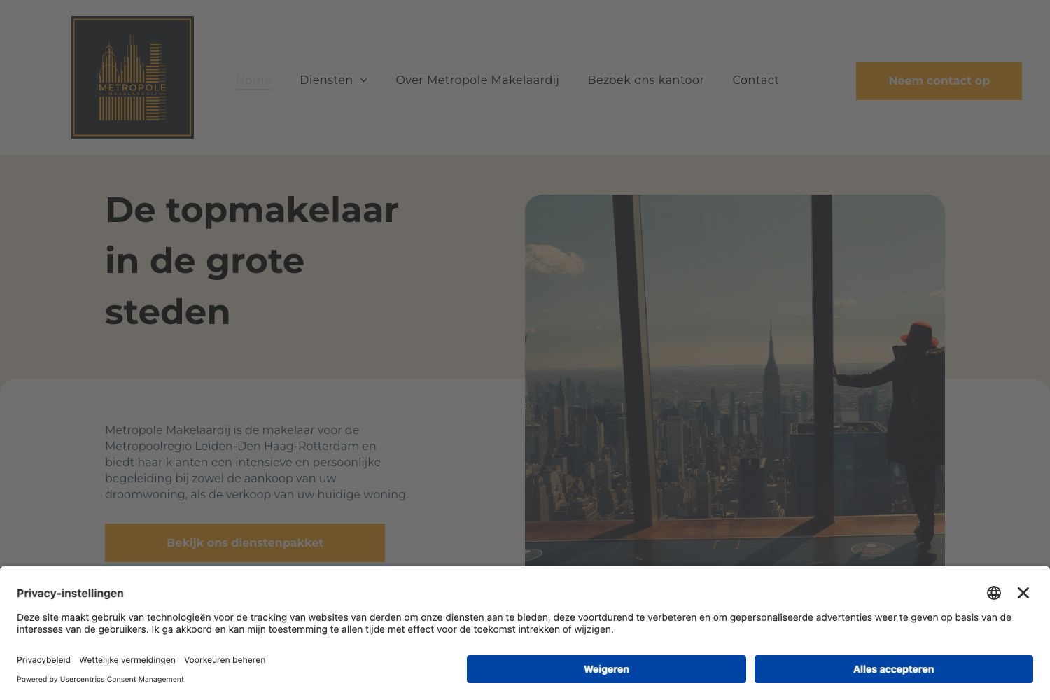 Website screenshot https://metropolemakelaardij.nl