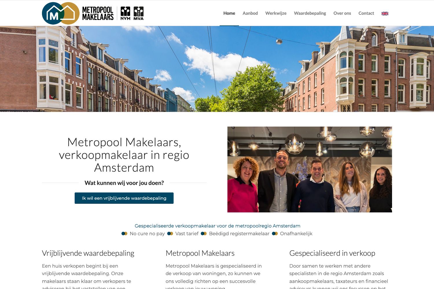 Website screenshot https://metropoolmakelaars.nl