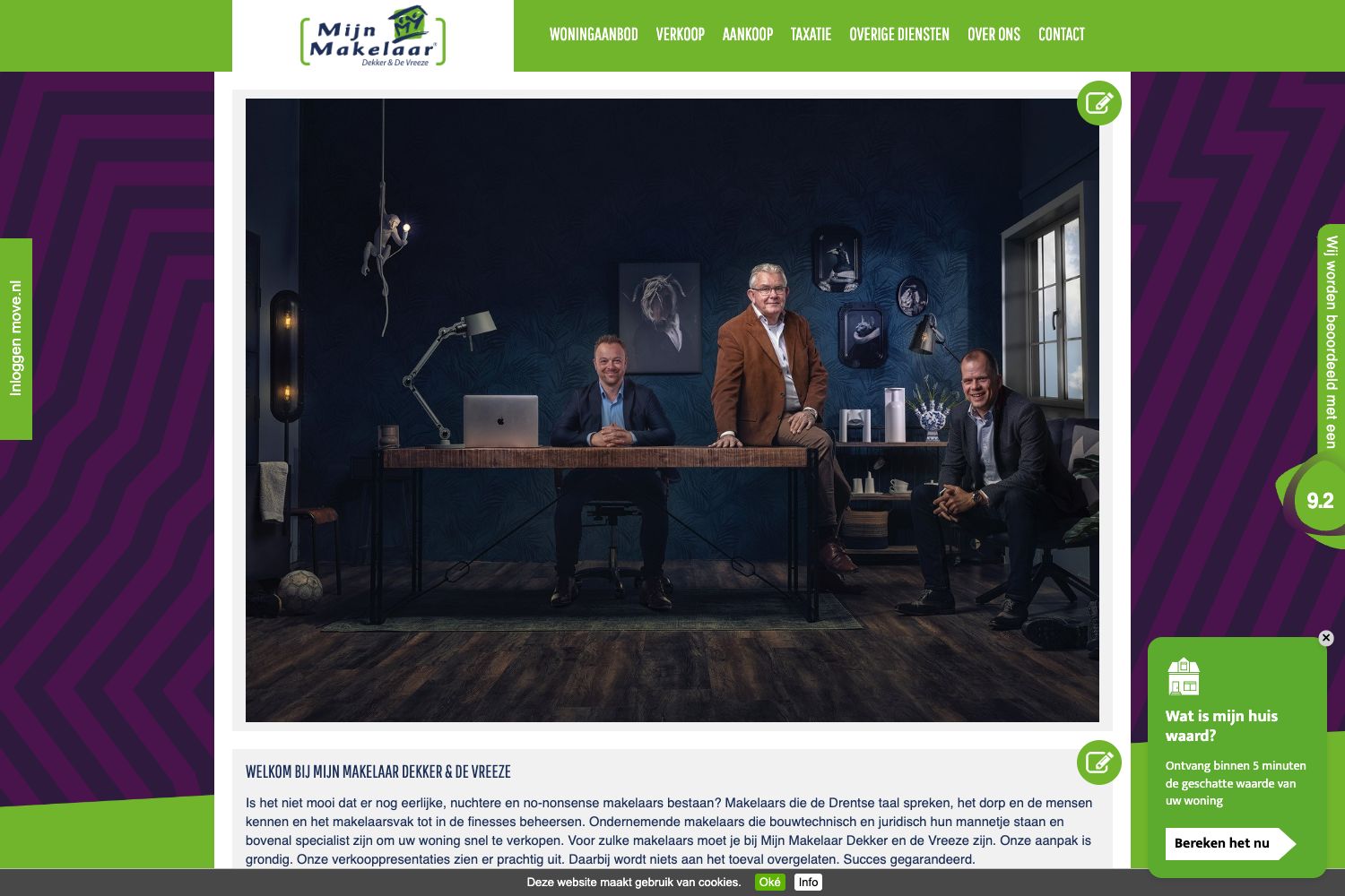 Website screenshot https://mijnmakelaardekkerendevreeze.nl