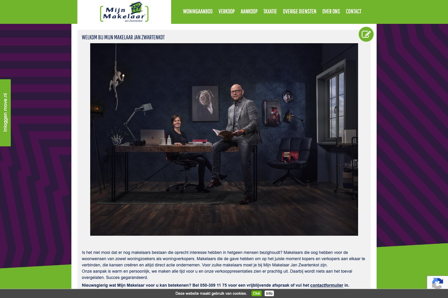 Website screenshot https://mijnmakelaarjanzwartenkot.nl