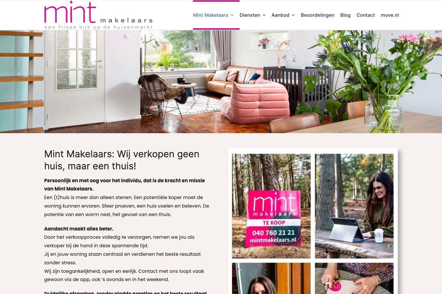 Website screenshot https://mintmakelaars.nl