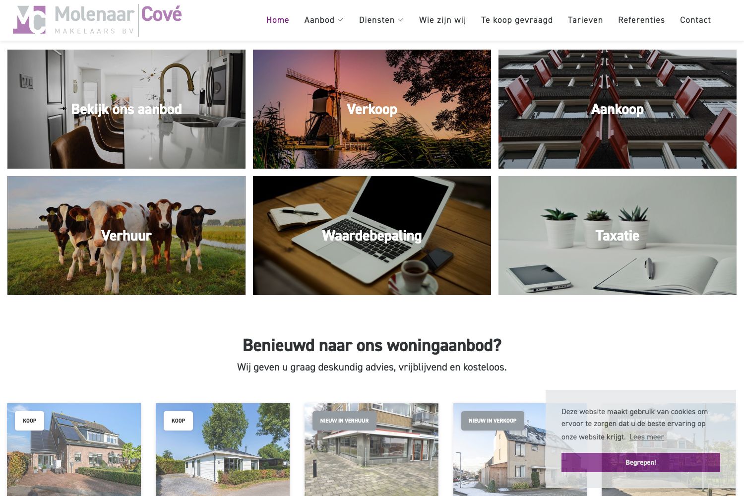 Website screenshot https://molenaarcove.nl