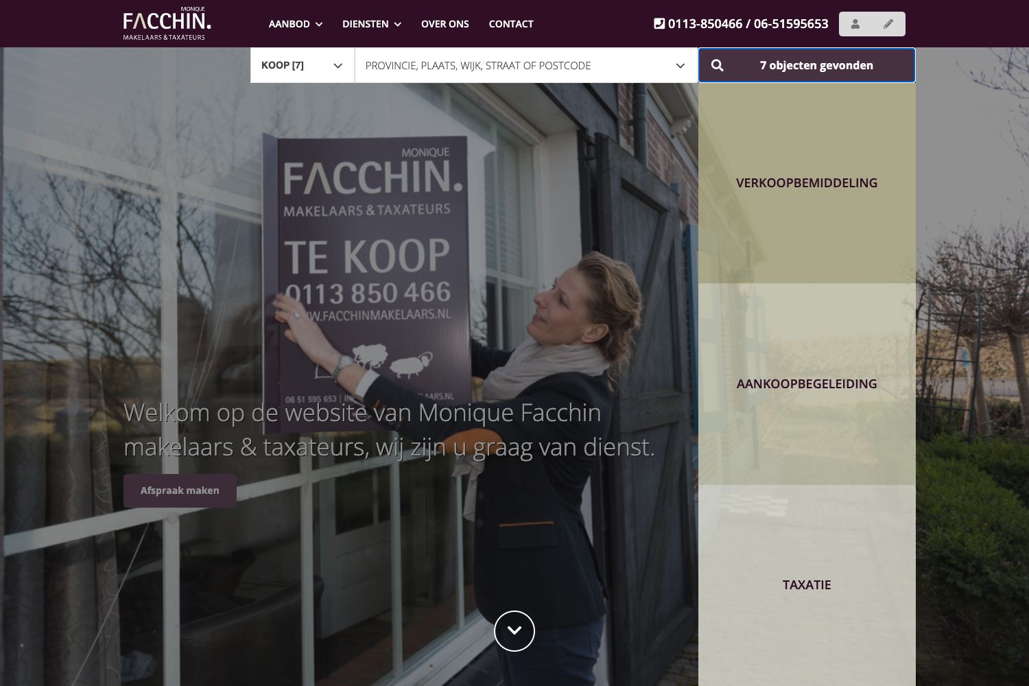 Website screenshot https://facchinmakelaars.nl