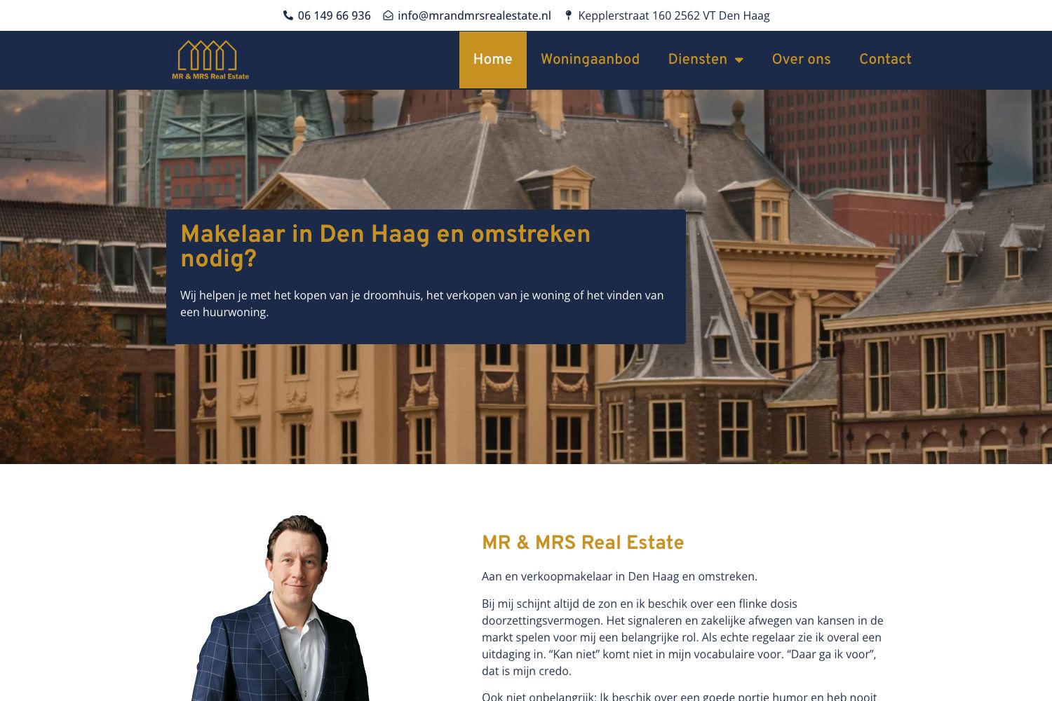 Website screenshot https://mrandmrsrealestate.nl