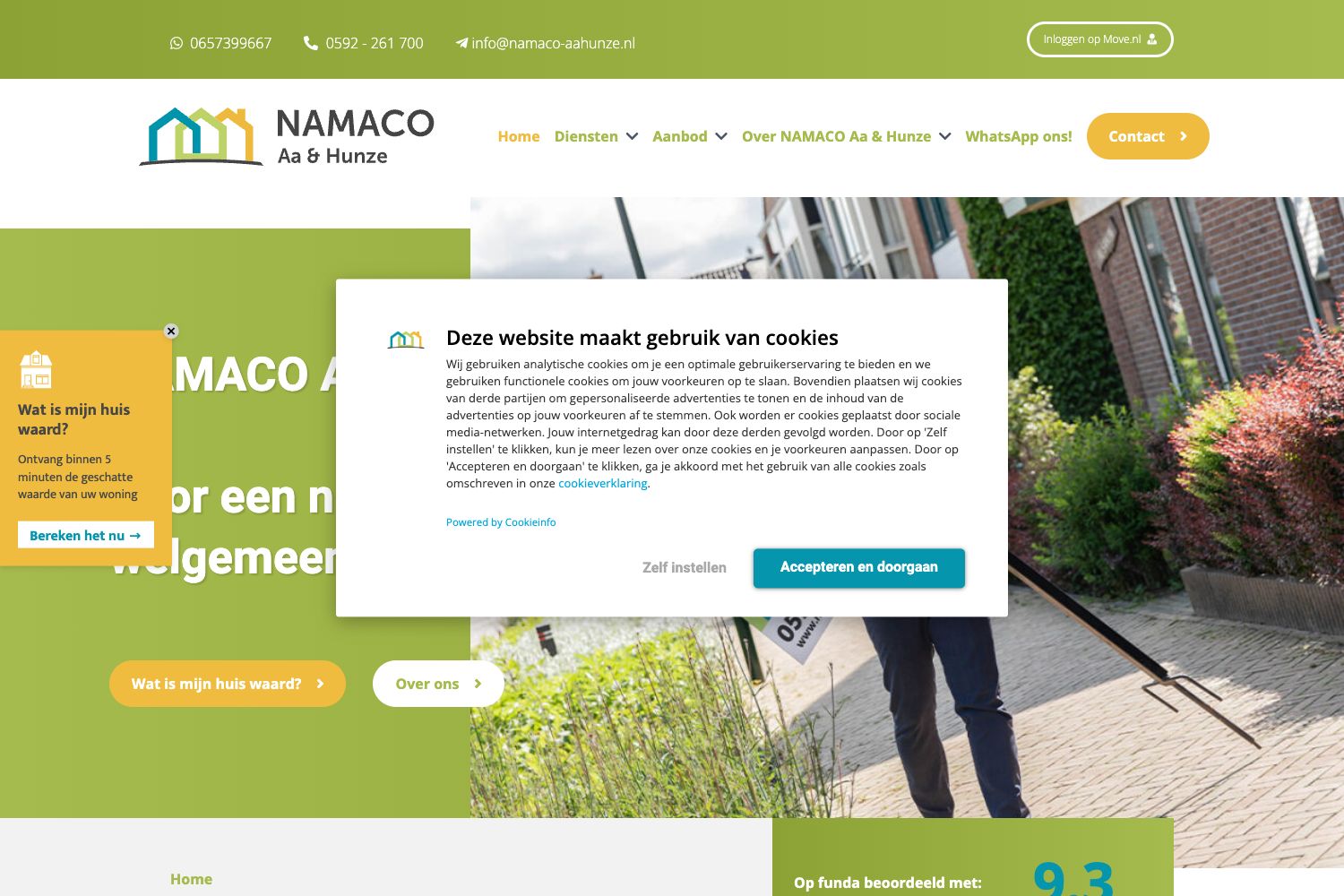 Website screenshot https://namaco-aahunze.nl