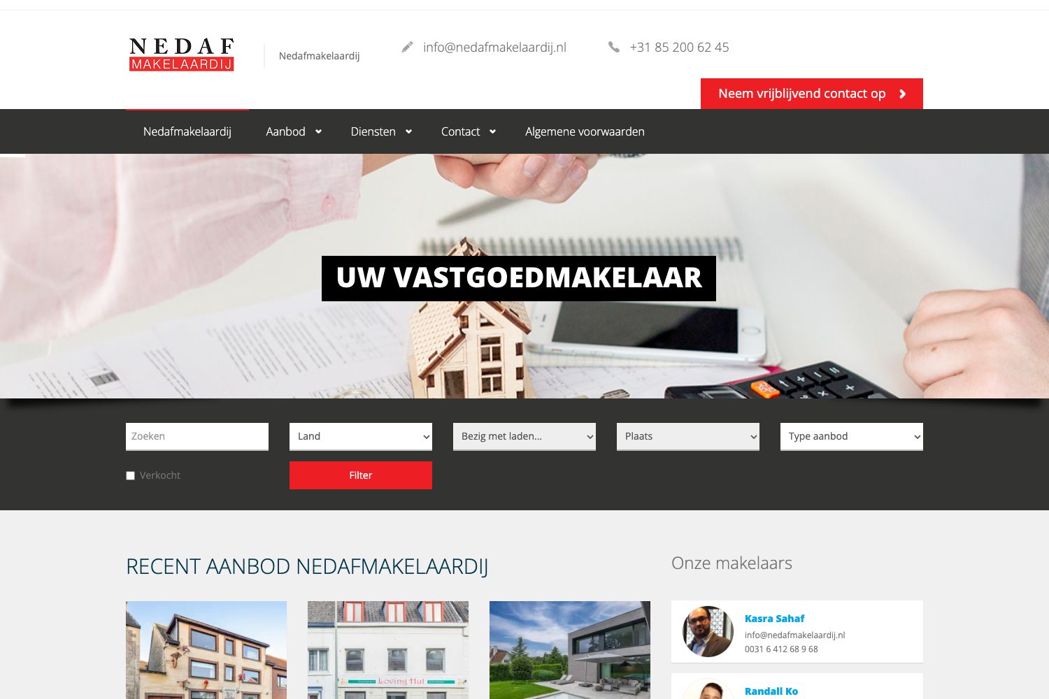 Website screenshot https://nedafmakelaardij.nl