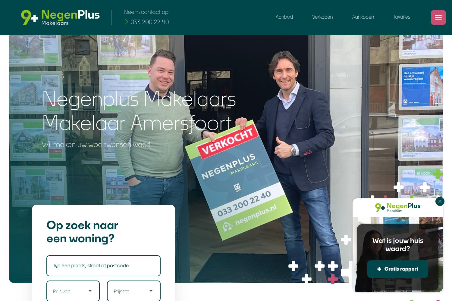Website screenshot https://negenplusmakelaars.nl