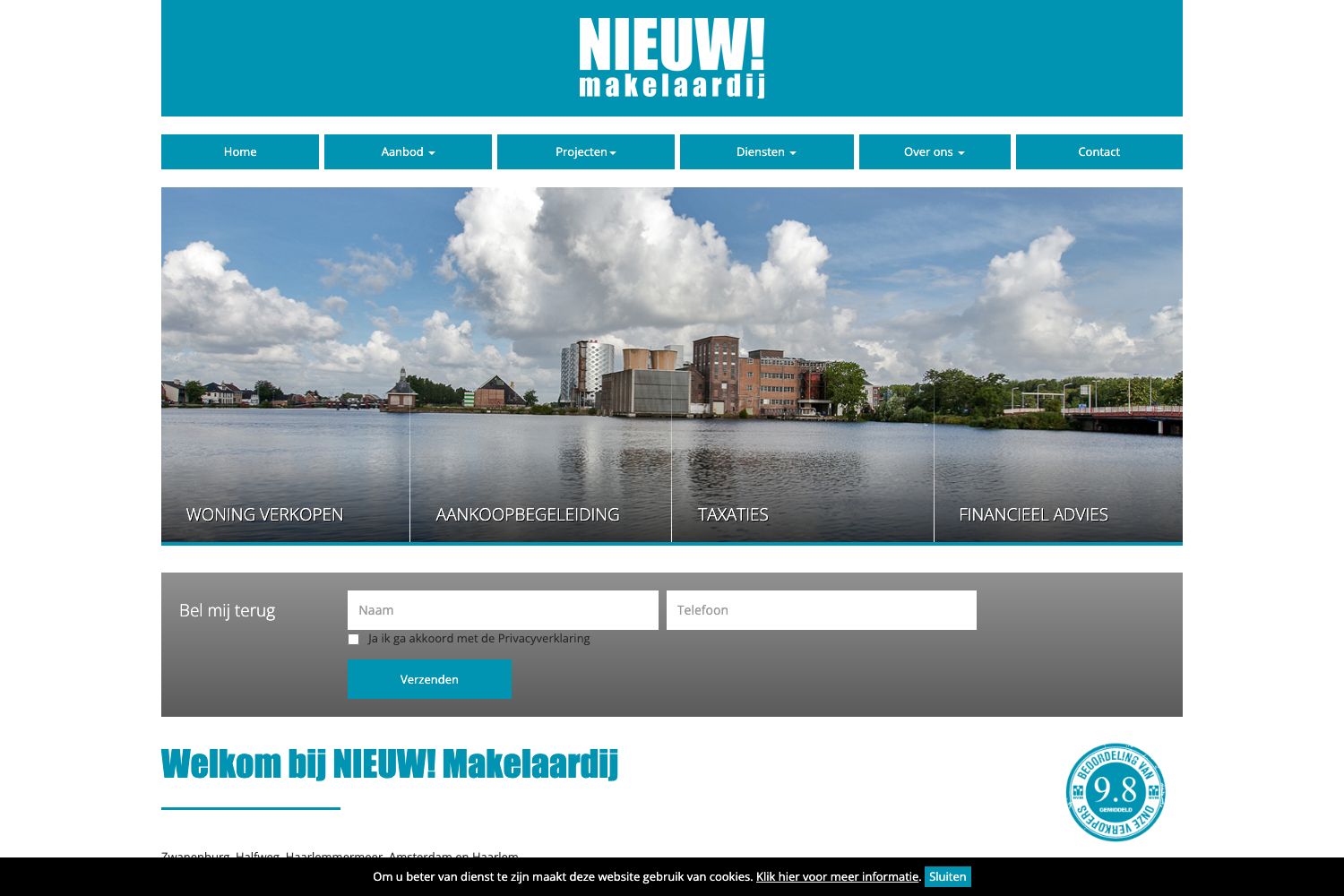 Website screenshot https://nieuwmakelaardij.nl