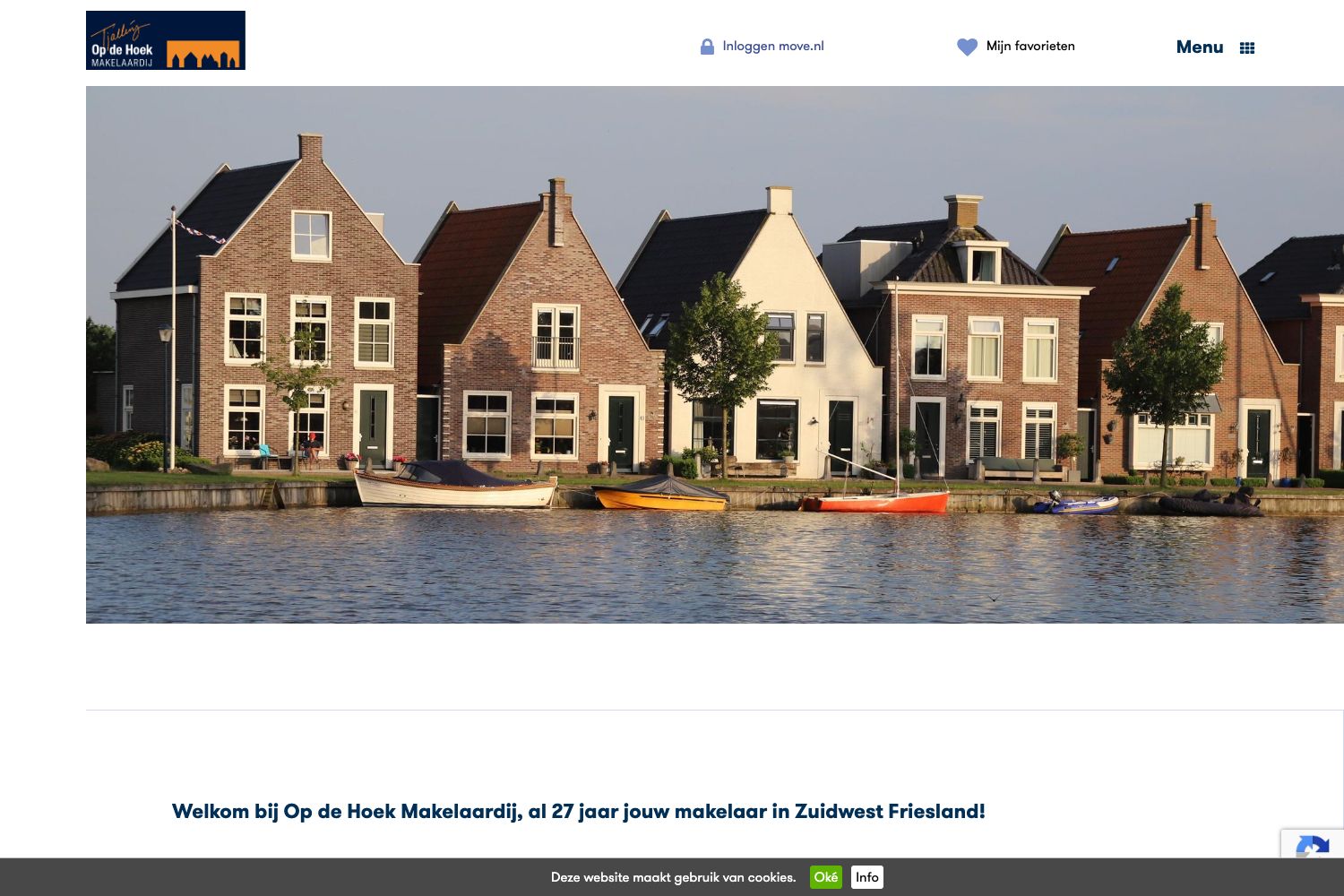 Website screenshot https://opdehoekmakelaardij.nl