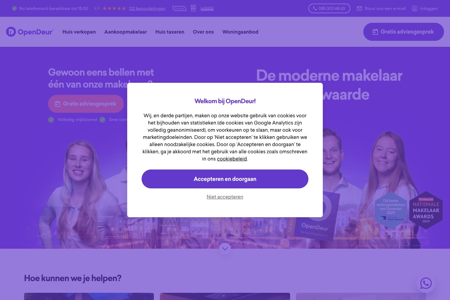 Website screenshot https://opendeur.nl