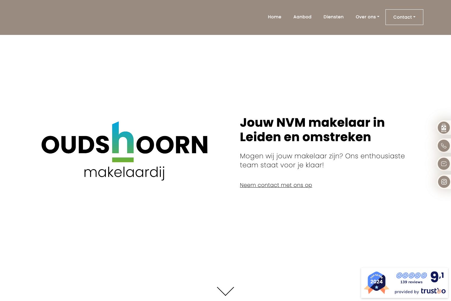 Website screenshot https://oudshoornmakelaardij.nl