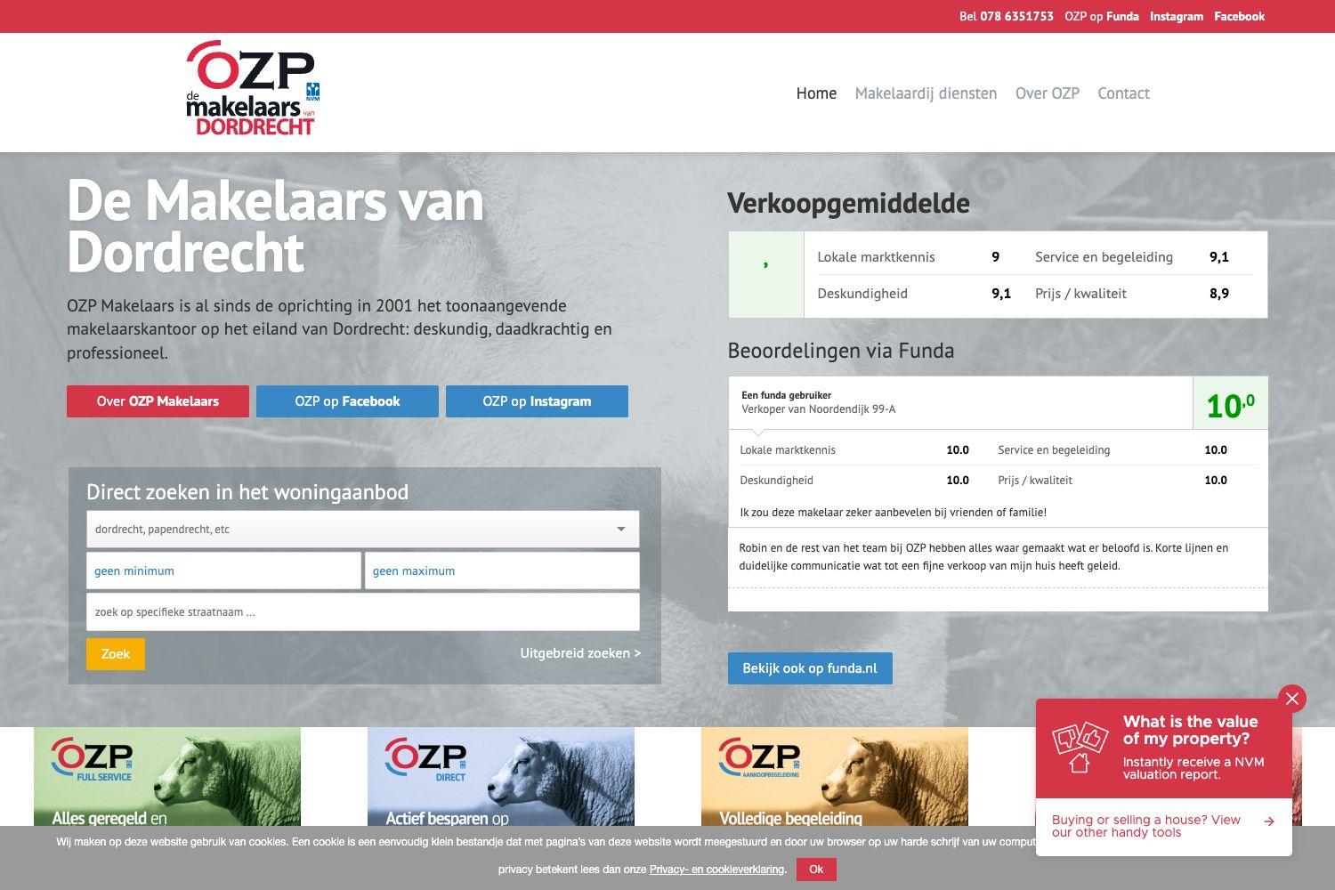 Website screenshot https://ozp-makelaars.nl