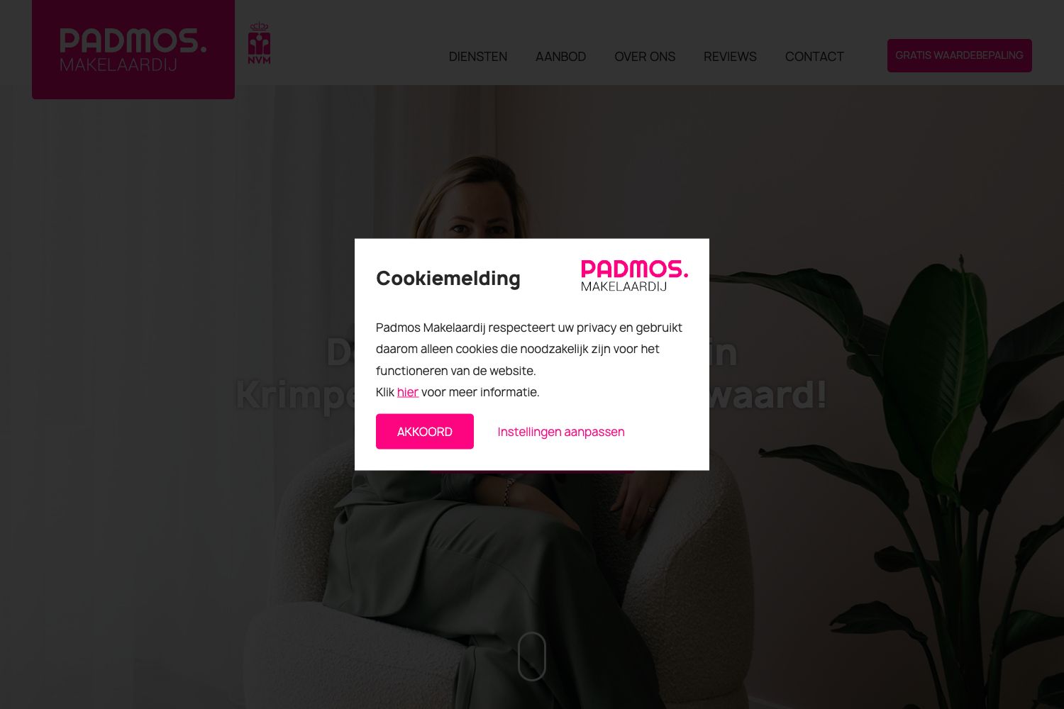 Website screenshot https://padmosmakelaardij.nl