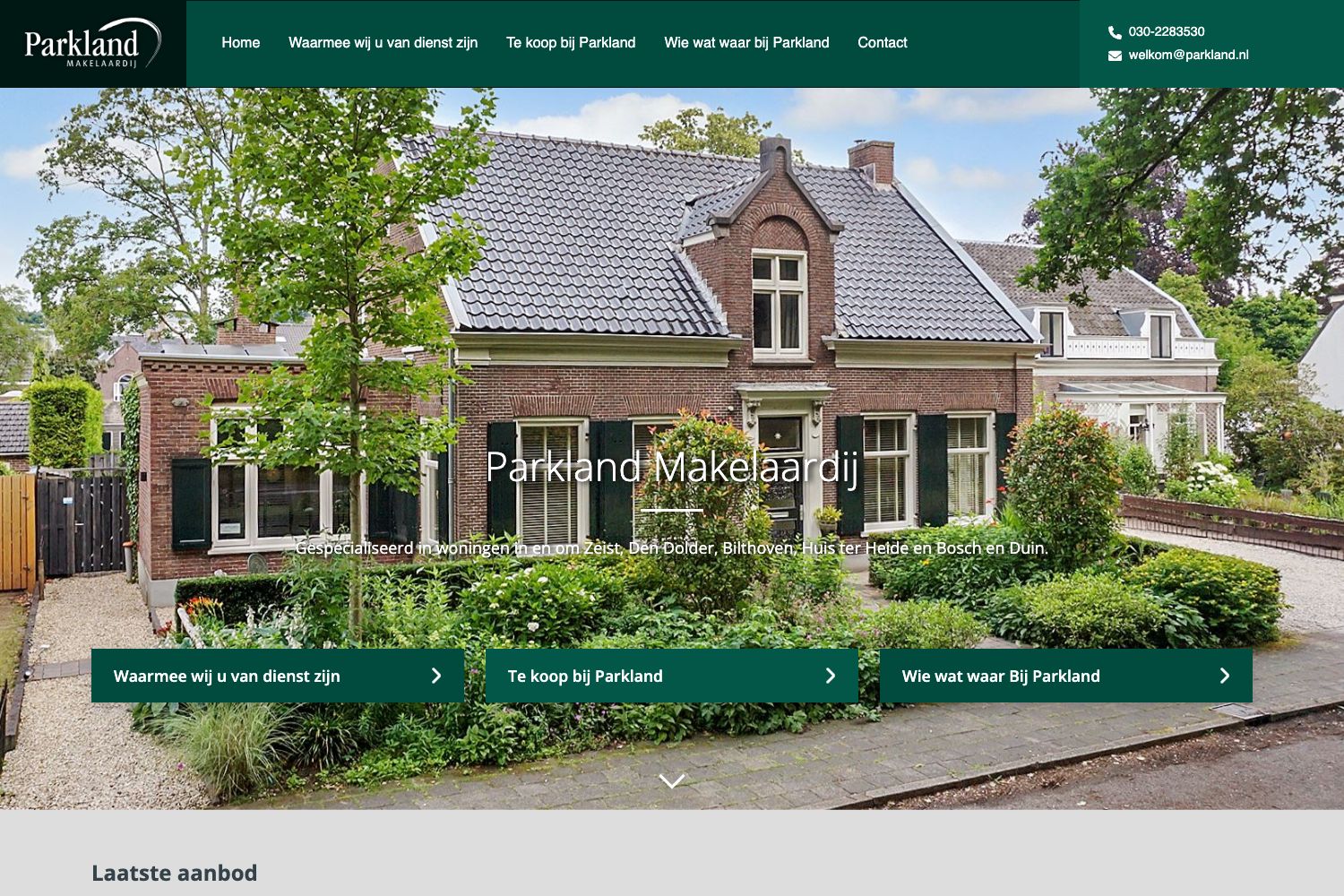 Website screenshot https://parkland.nl