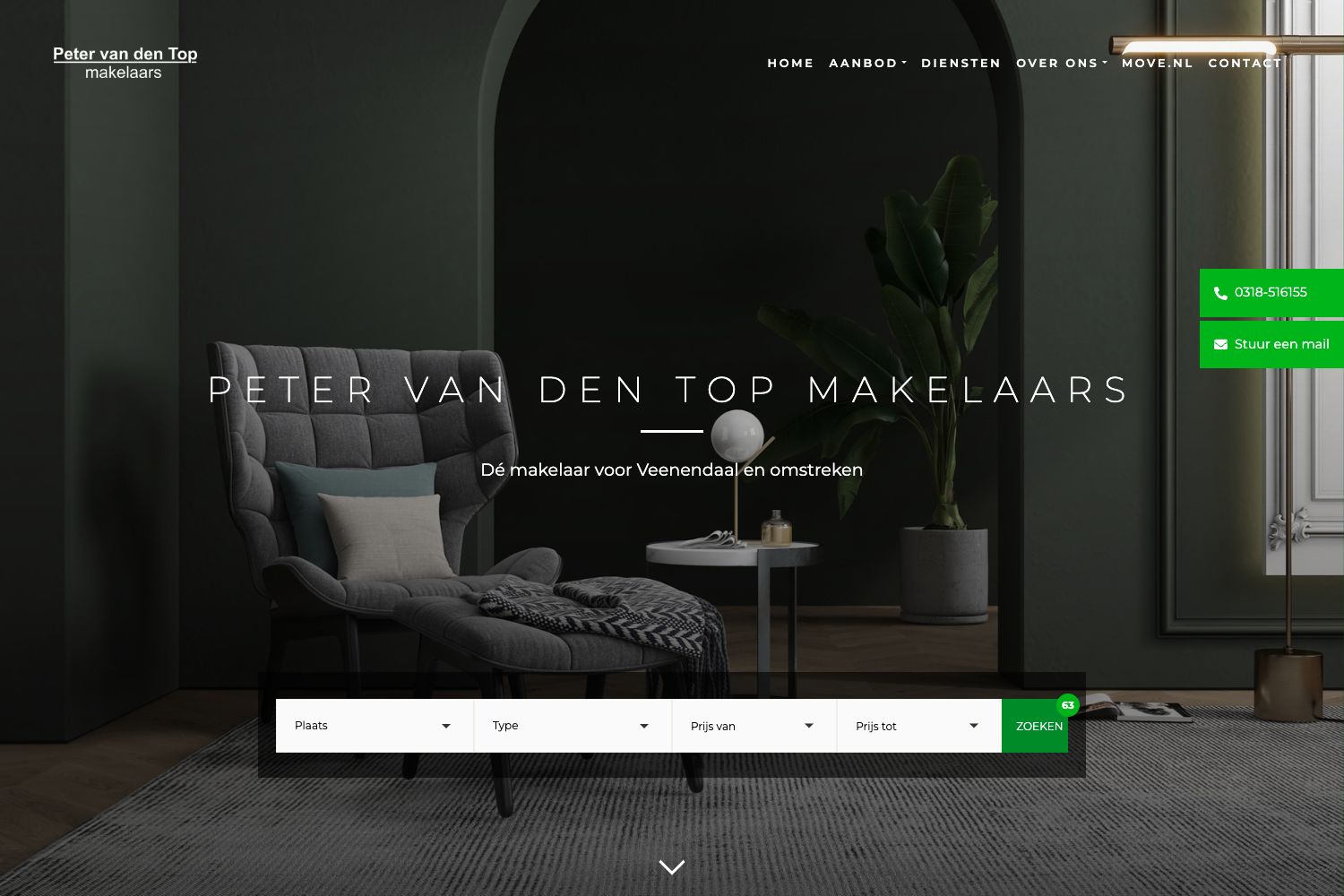 Website screenshot https://petervandentop-makelaardij.nl