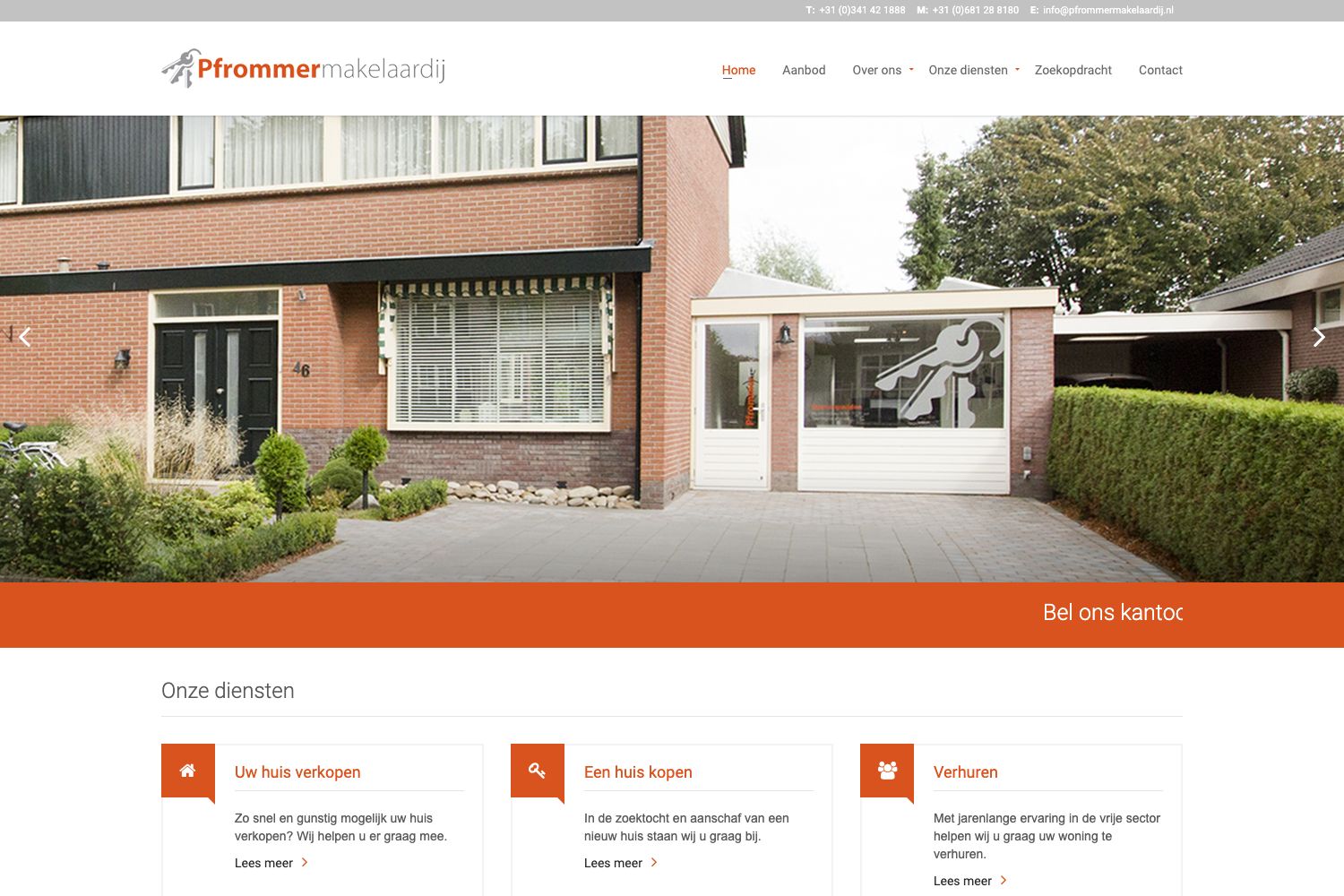 Website screenshot https://pfrommermakelaardij.nl