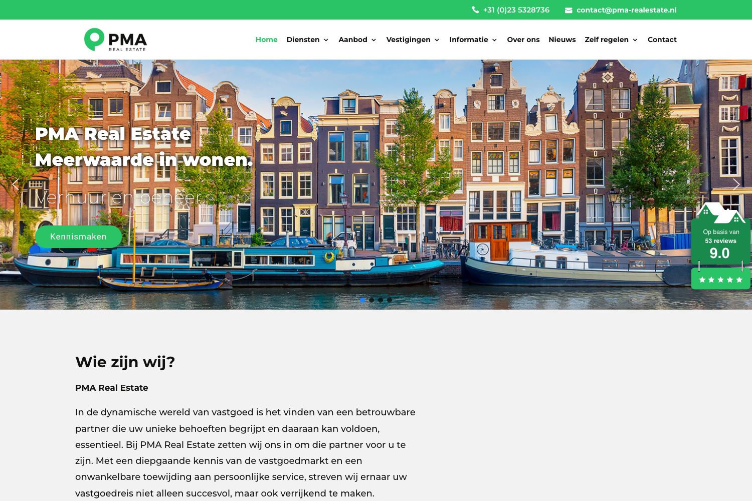 Website screenshot https://pma-realestate.nl