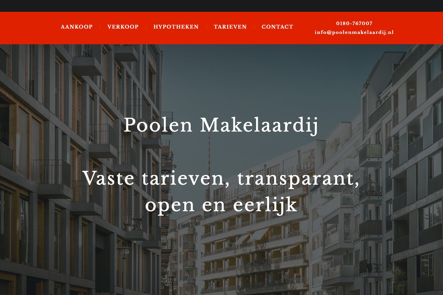 Website screenshot https://poolenmakelaardij.nl