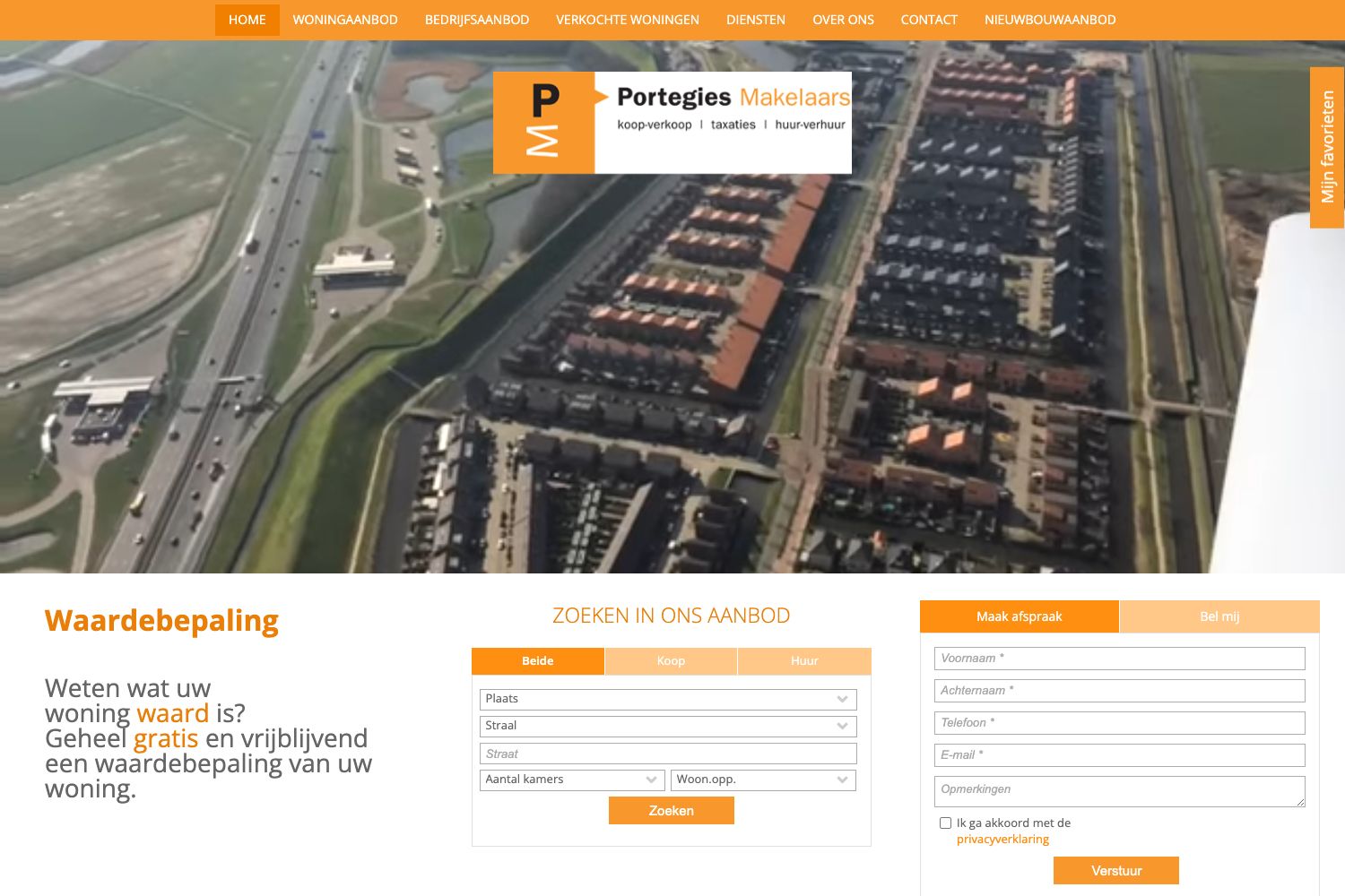 Website screenshot https://portegiesmakelaars.nl