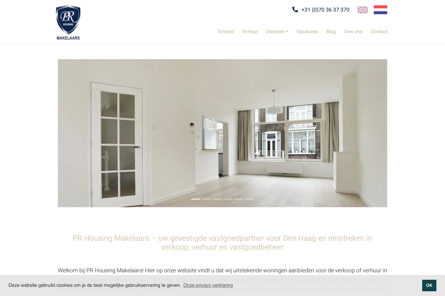 Website screenshot https://prhousing.nl