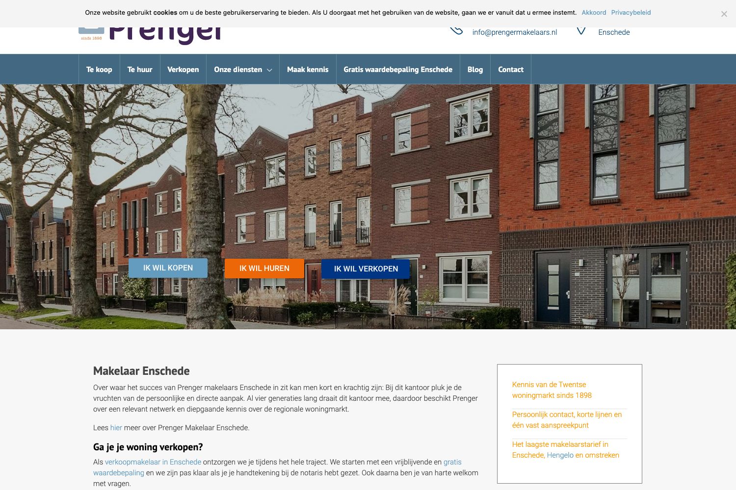 Website screenshot https://prengermakelaars.nl