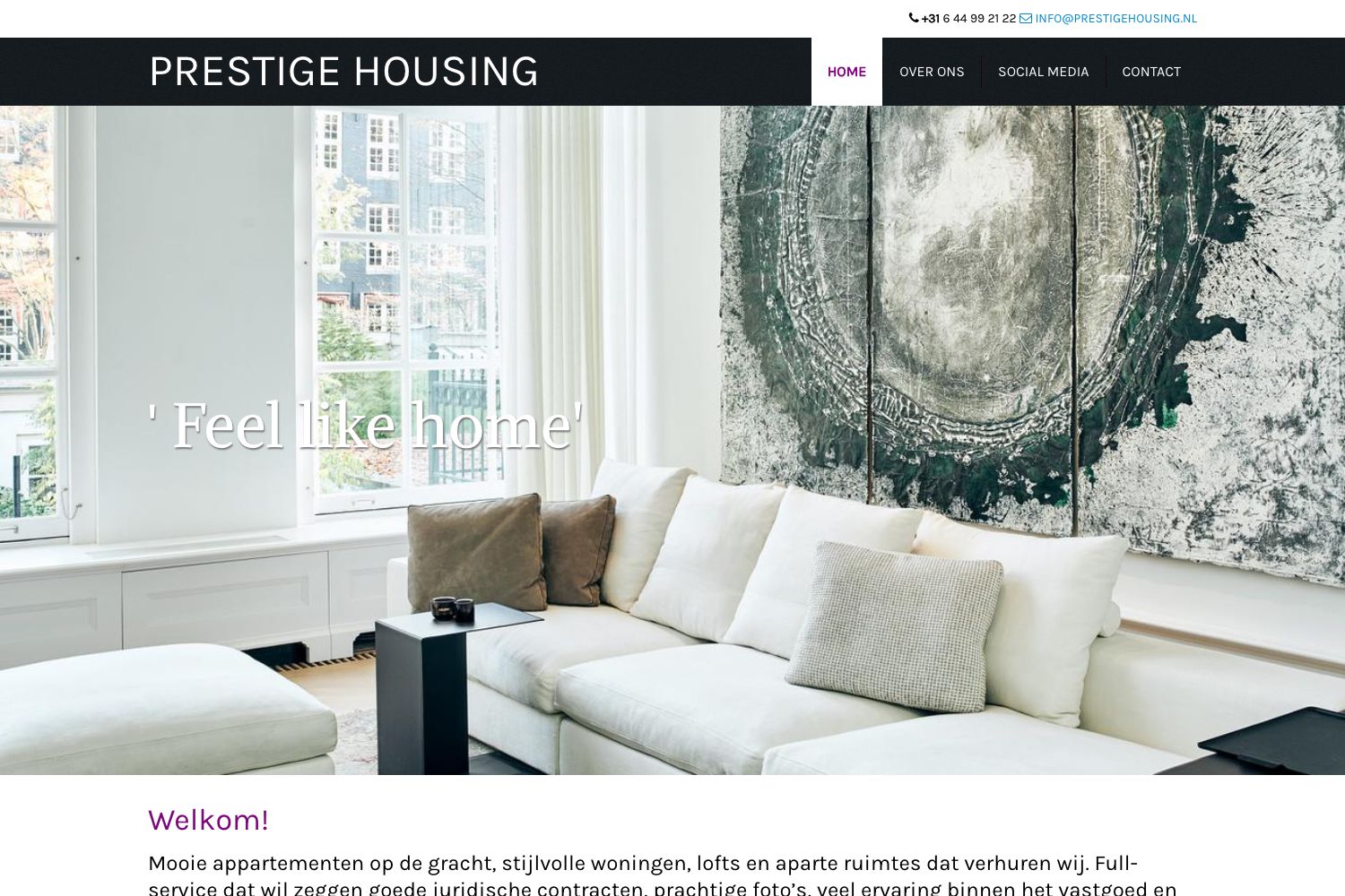 Website screenshot https://prestigehousing.nl