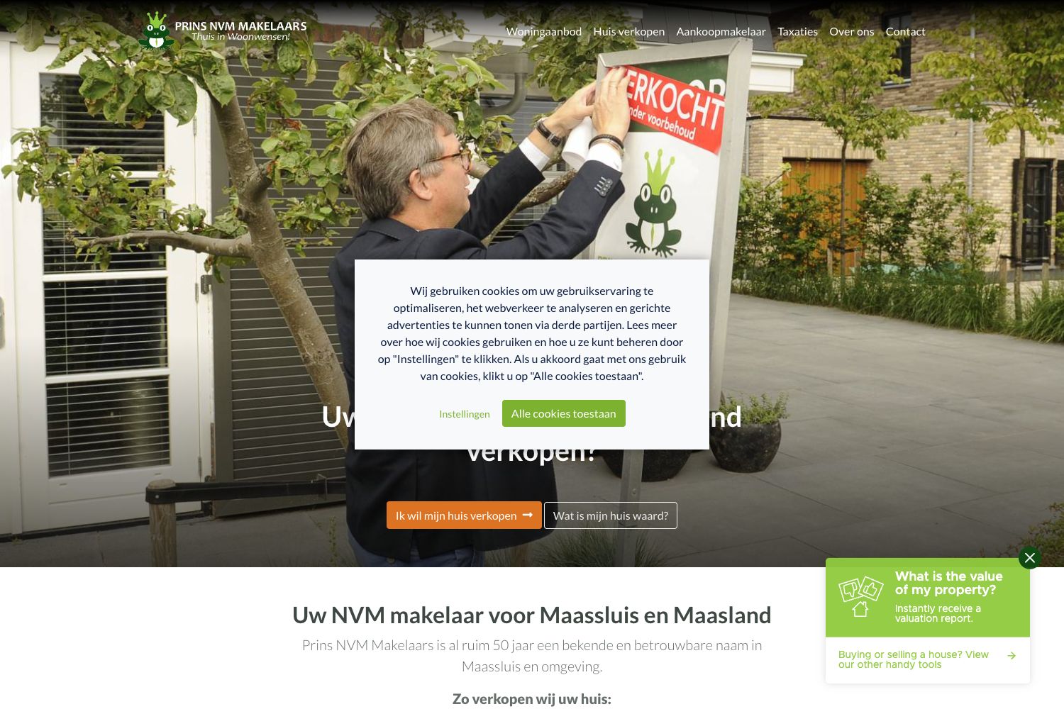 Website screenshot https://prinsnvmmakelaars.nl
