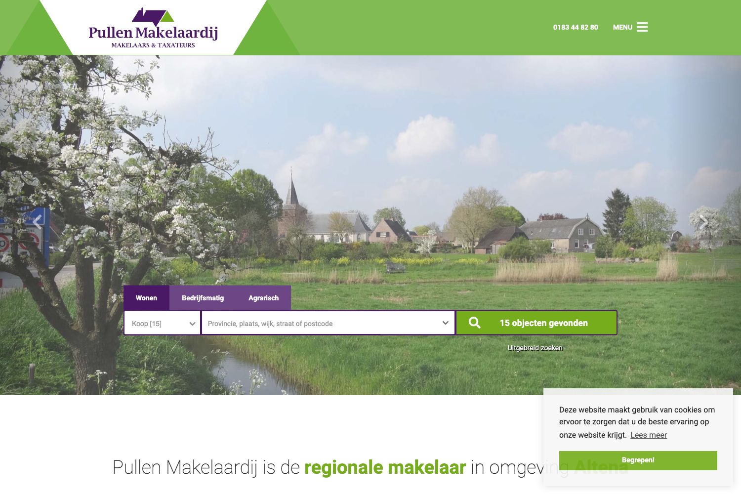 Website screenshot https://pullen-makelaardij.nl