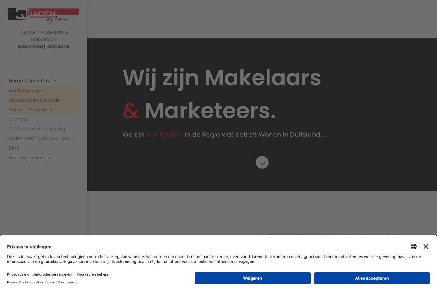 Website screenshot https://quadenmakelaars.nl