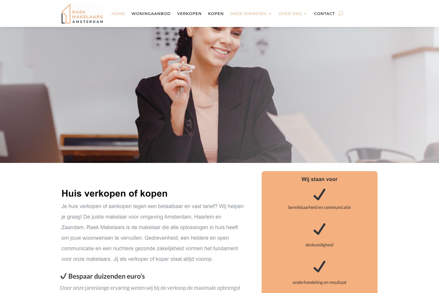 Website screenshot https://raekmakelaars.nl