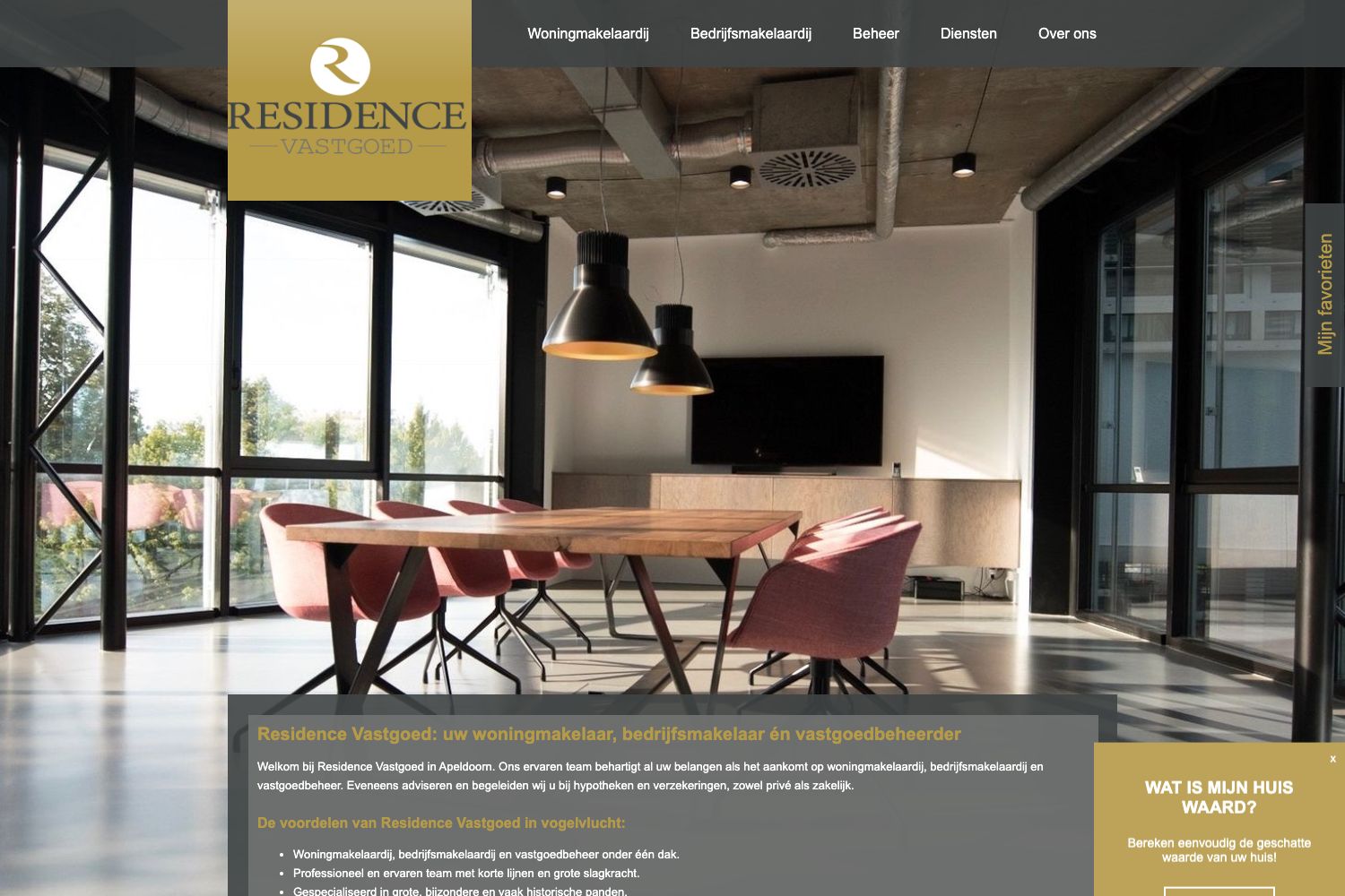 Website screenshot https://residencevastgoed.nl