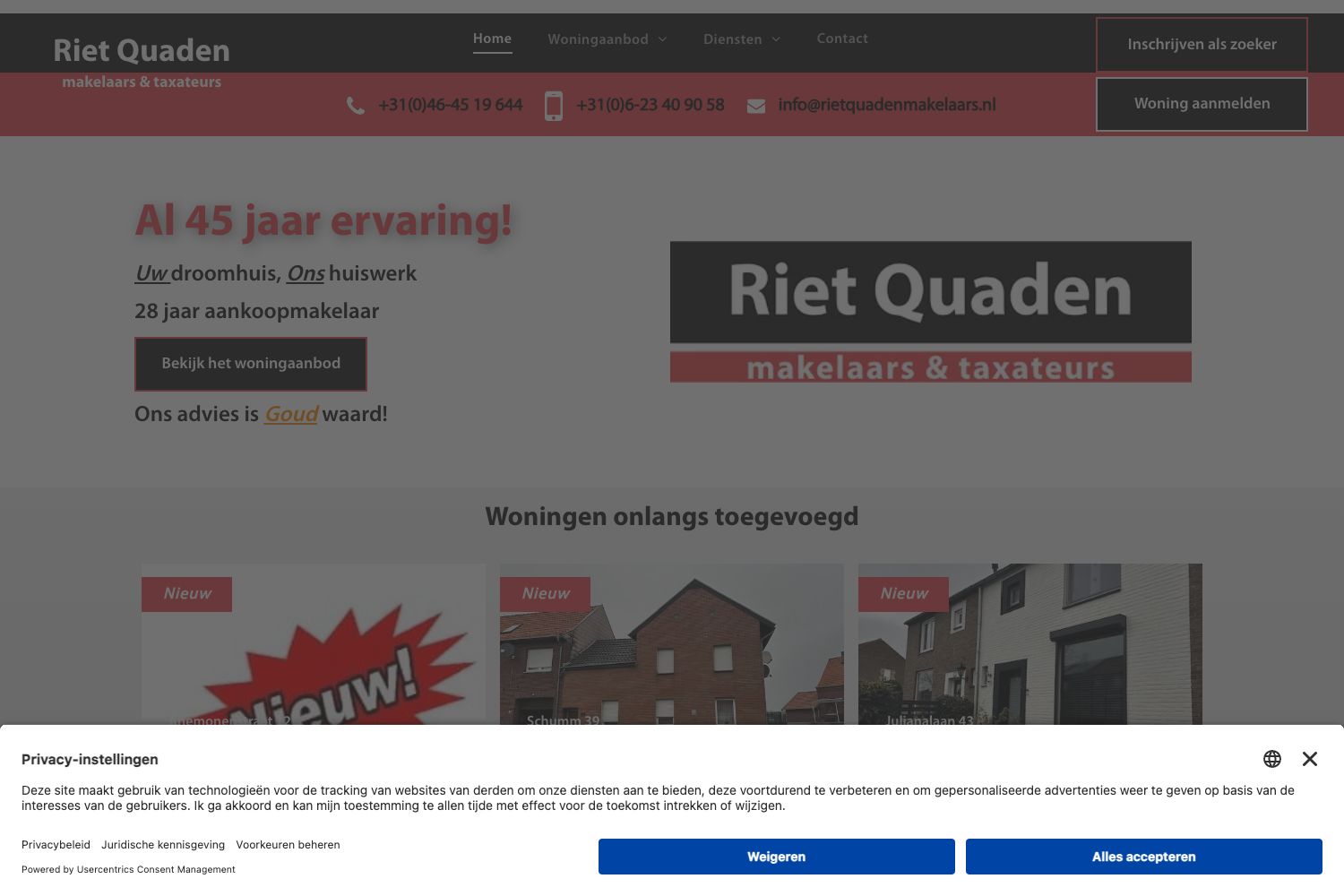 Website screenshot https://rietquadenmakelaars.nl