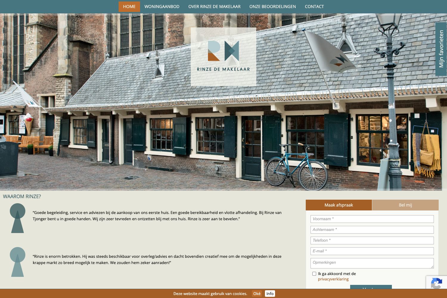 Website screenshot https://rinzedemakelaar.nl