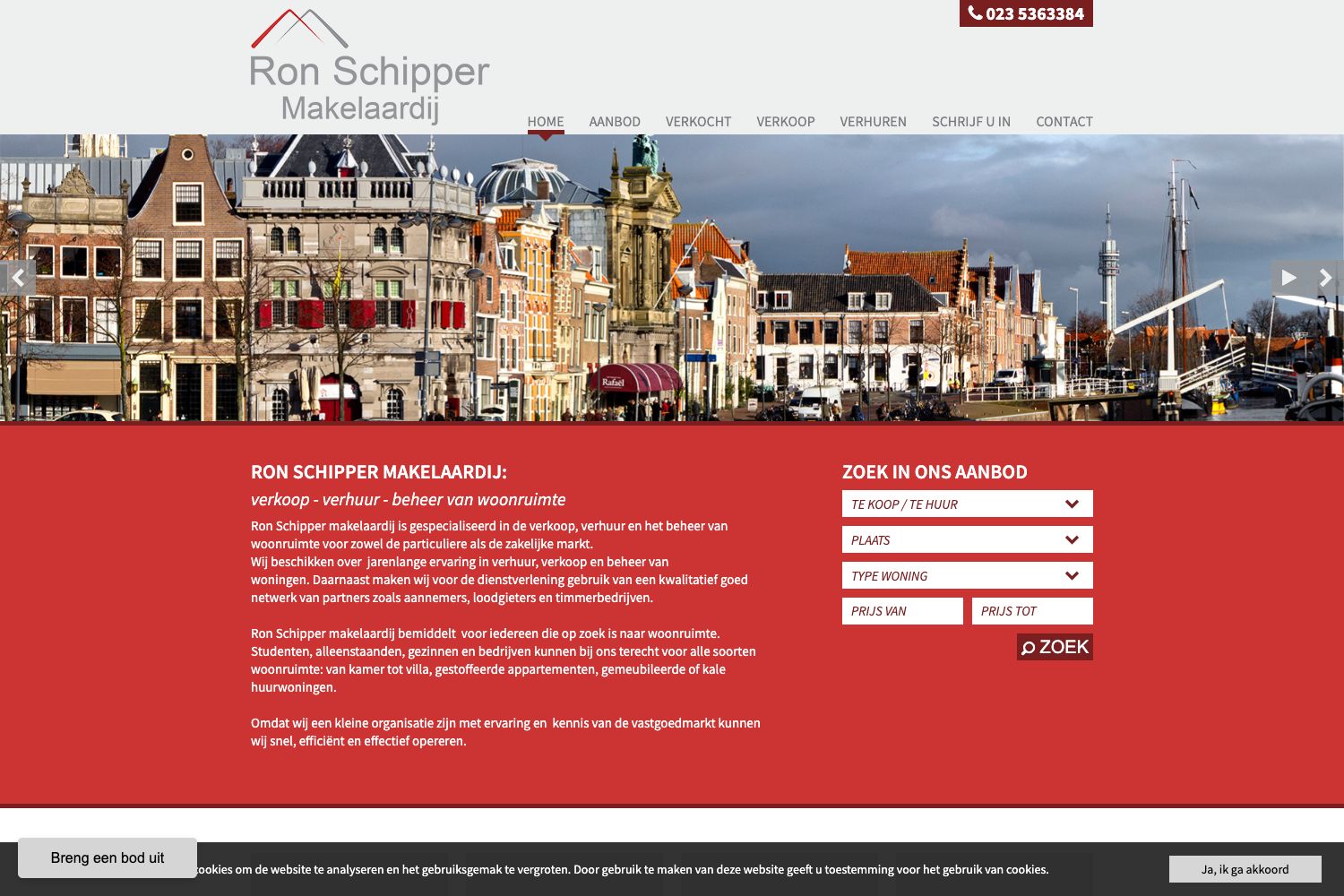 Website screenshot https://ronschippermakelaardij.nl
