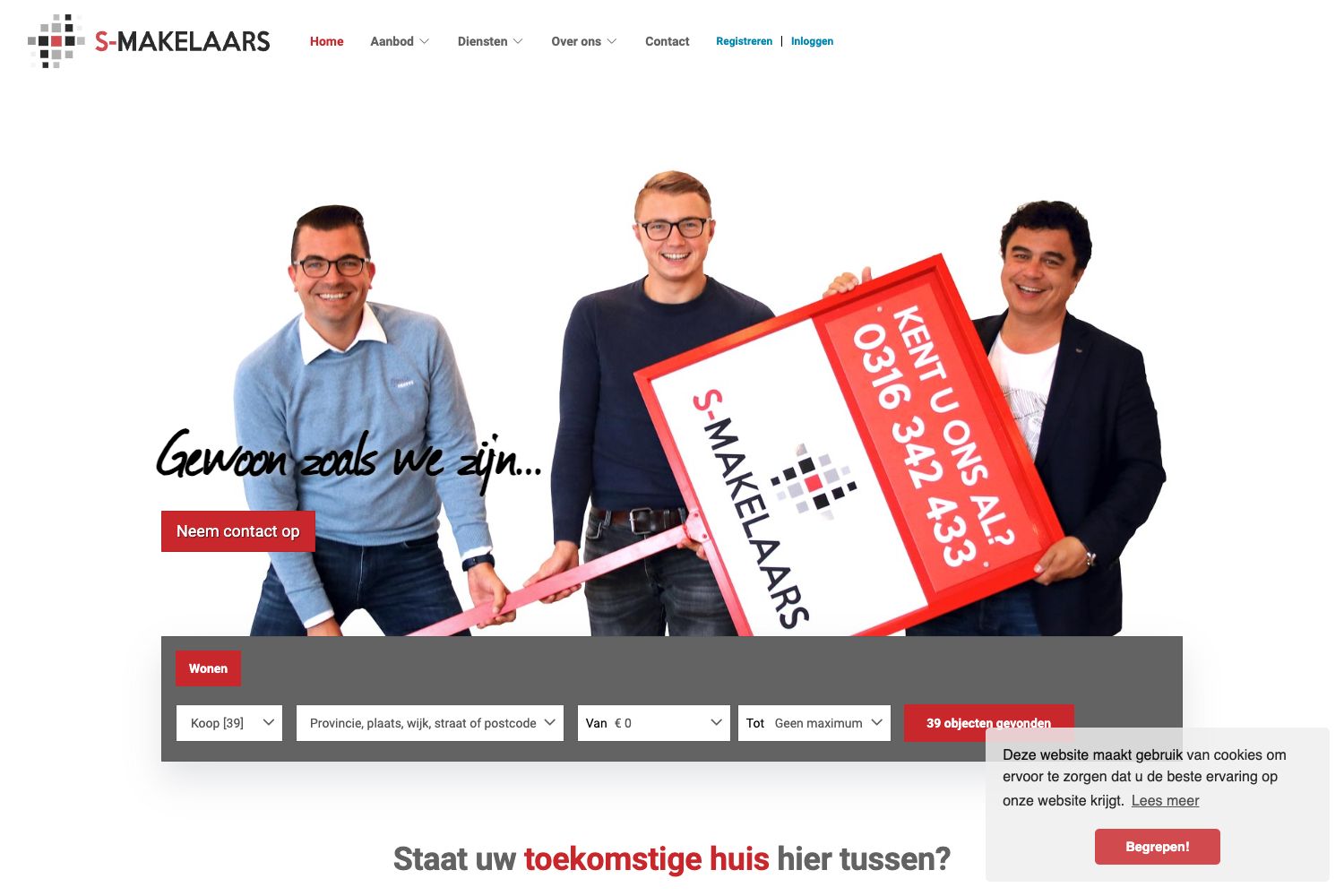 Website screenshot https://s-makelaars.nl