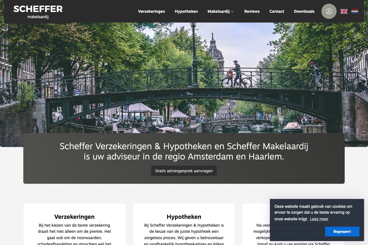 Website screenshot https://scheffer-makelaardij.nl