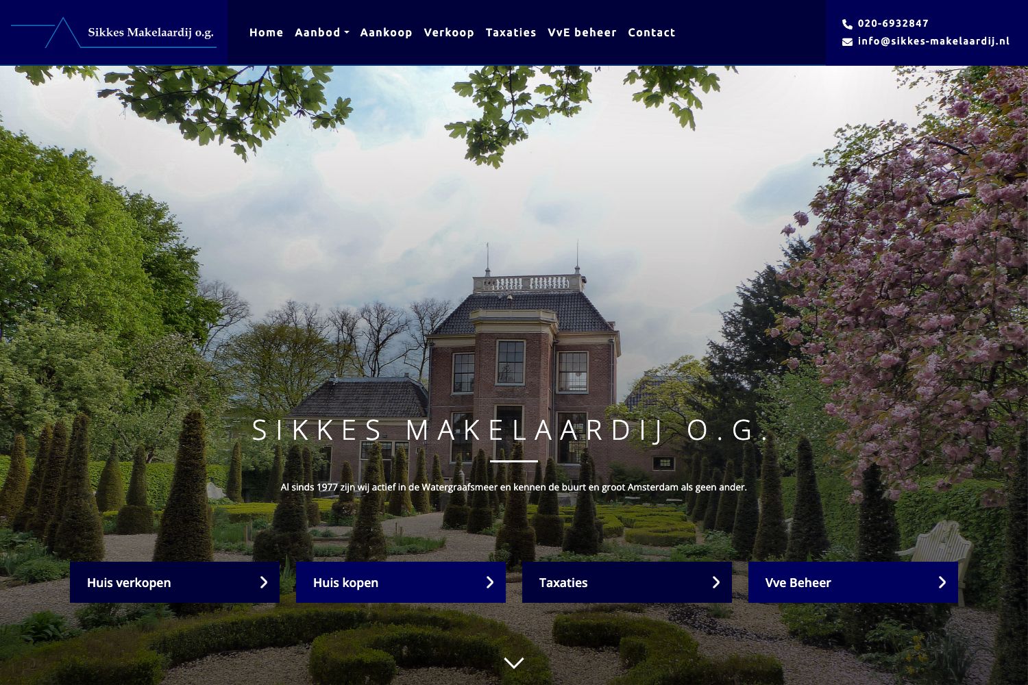 Website screenshot https://sikkes-makelaardij.nl