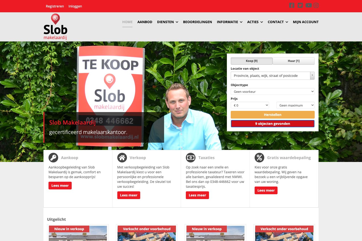 Website screenshot https://slobmakelaardij.nl