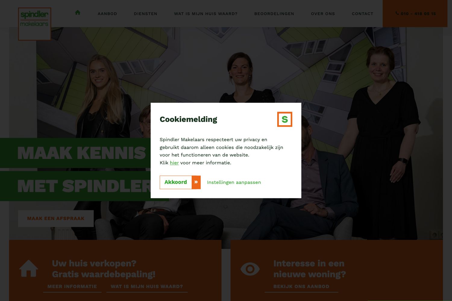Website screenshot https://spindlermakelaars.nl