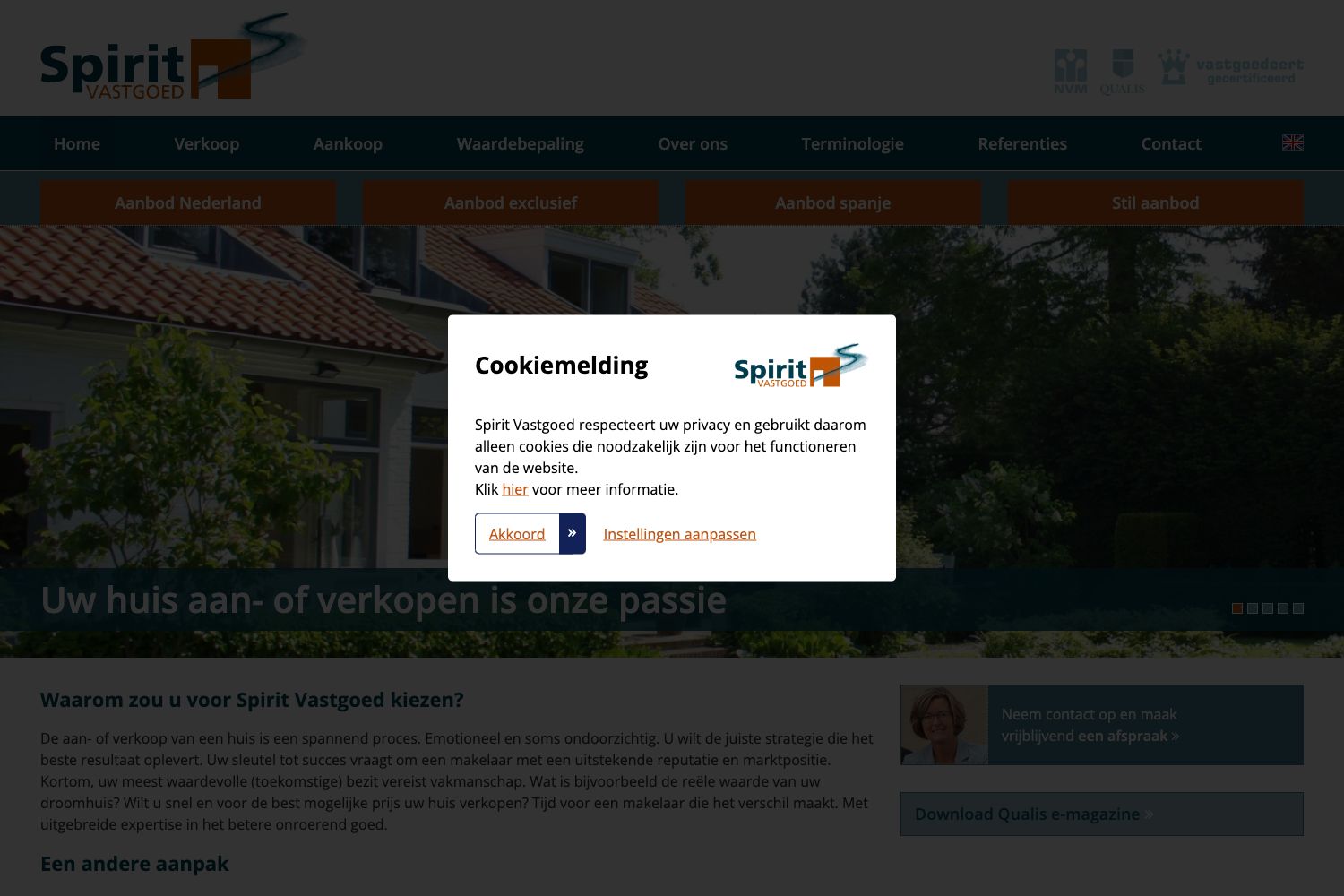 Website screenshot https://spirit-vastgoed.nl