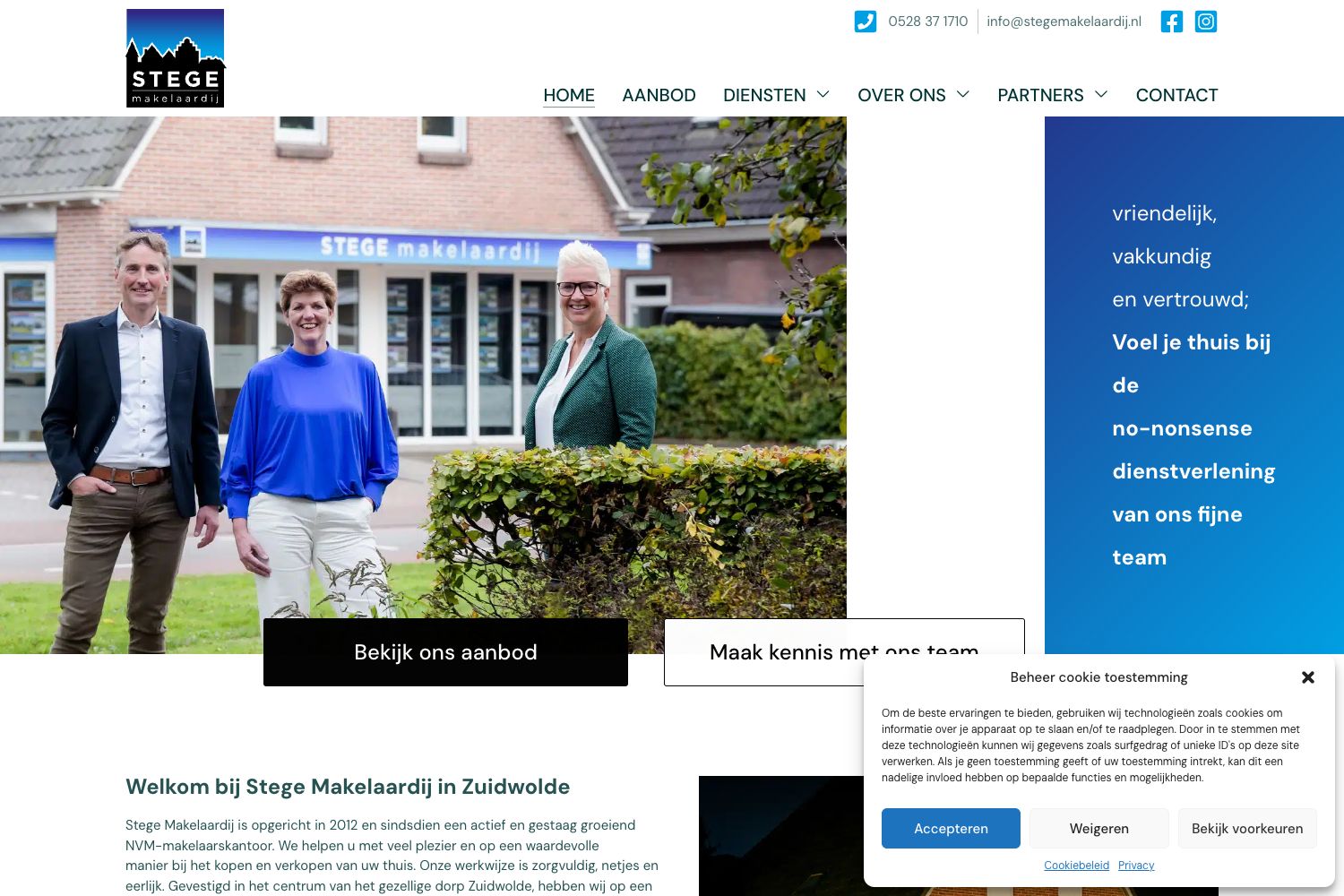 Website screenshot https://stegemakelaardij.nl
