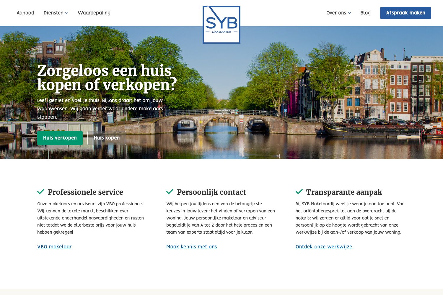 Website screenshot https://sybmakelaardij.nl
