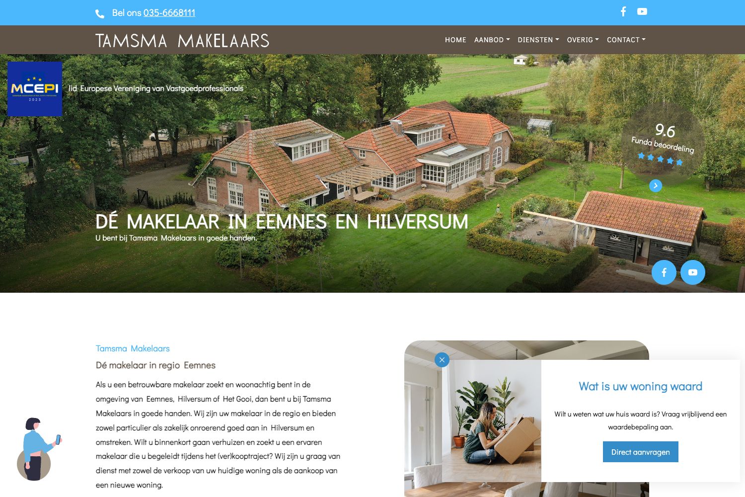 Website screenshot https://tamsma-makelaars.nl