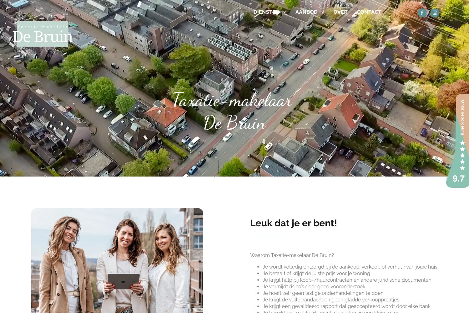 Website screenshot https://taxatiemakelaardebruin.nl