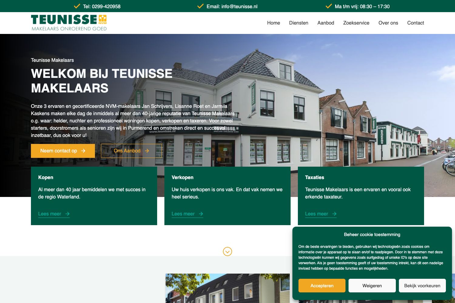 Website screenshot https://teunisse.nl
