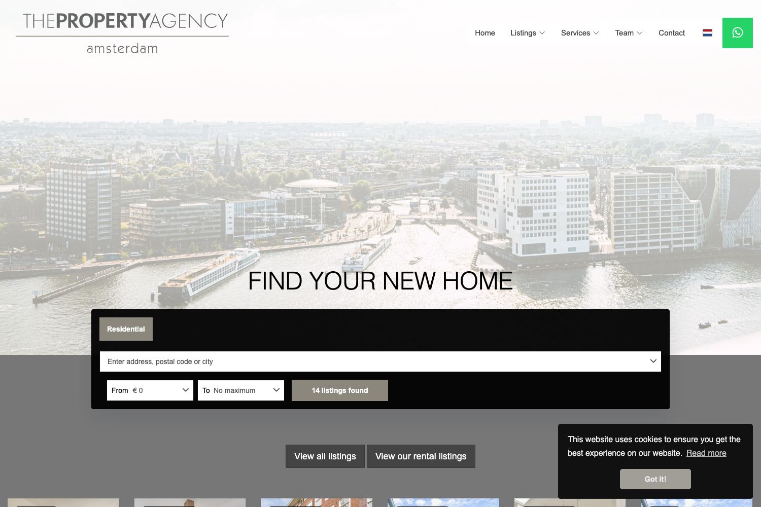 Website screenshot https://thepropertyagencyamsterdam.nl