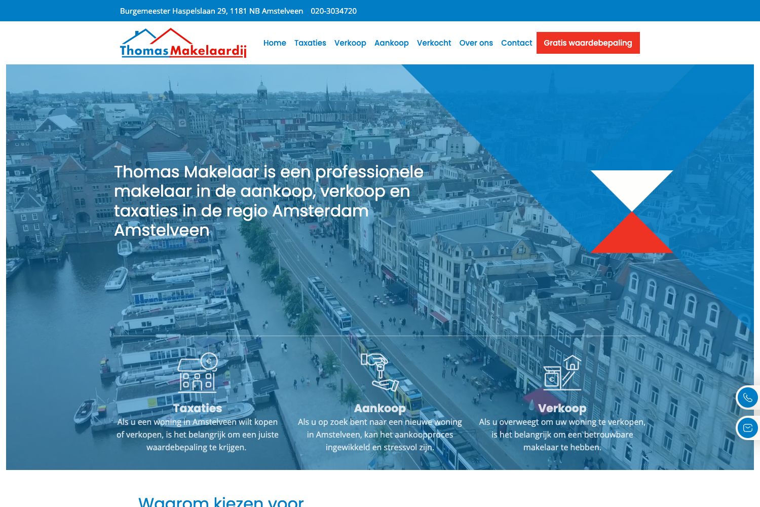 Website screenshot https://thomasmakelaardij.nl