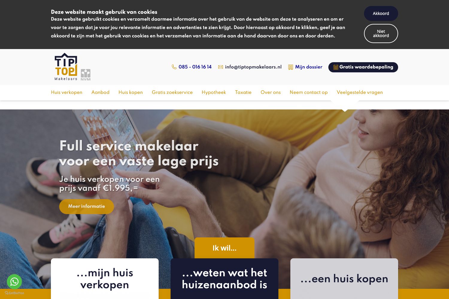 Website screenshot https://tiptopmakelaars.nl