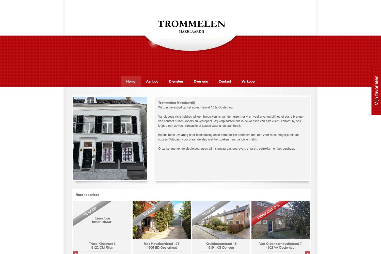 Website screenshot https://trommelenmakelaardij.nl