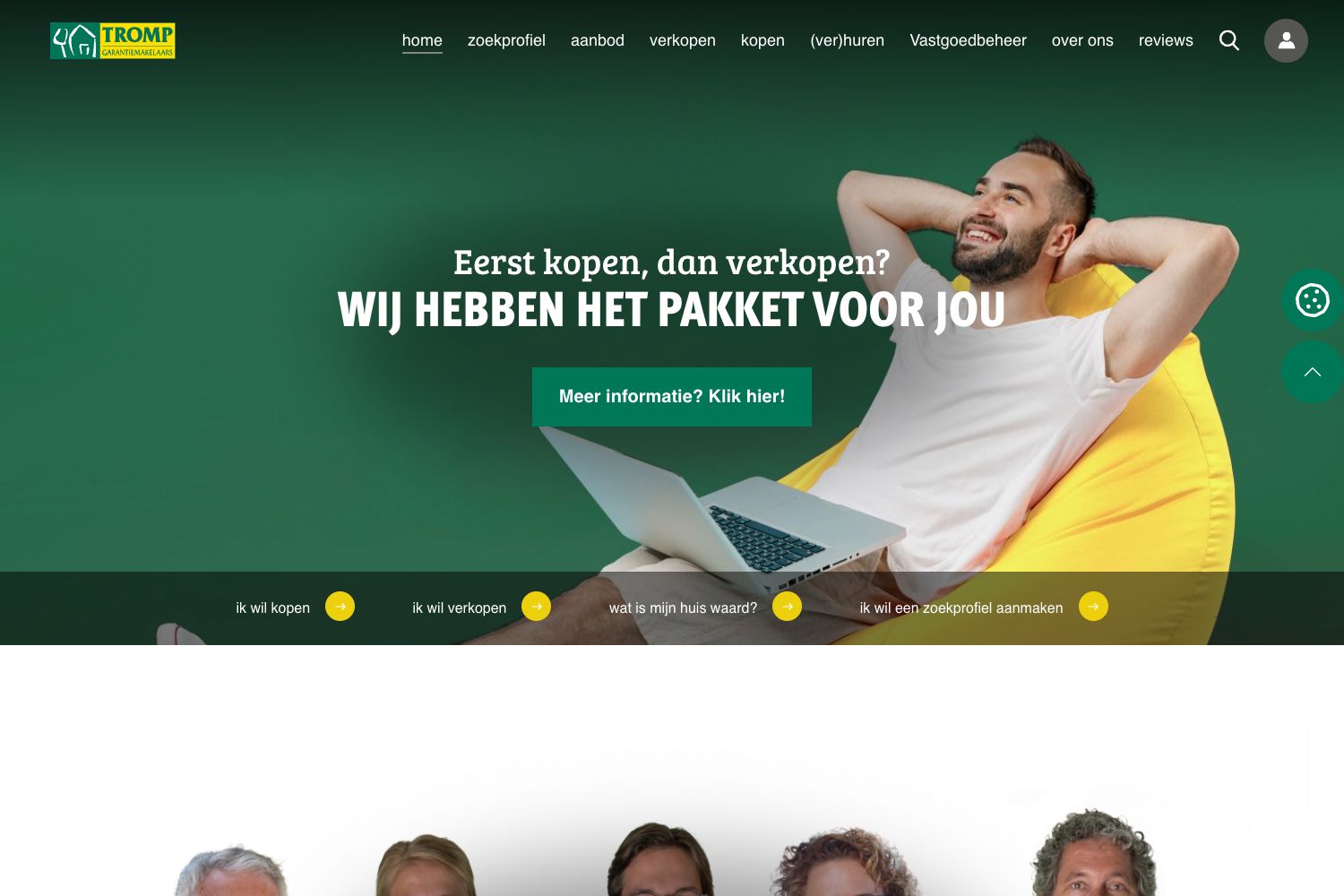 Website screenshot https://trompgarantiemakelaars.nl